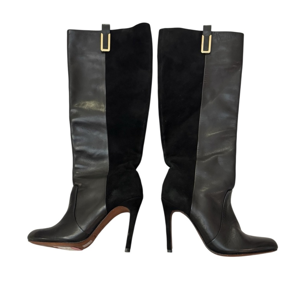 Coach Udell Vintage Black Leather Suede Boots Size 5 - Picture 2 of 11